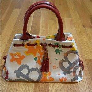 Dooney & Bourke Vibrant Multicolor Handbag with Red Handles